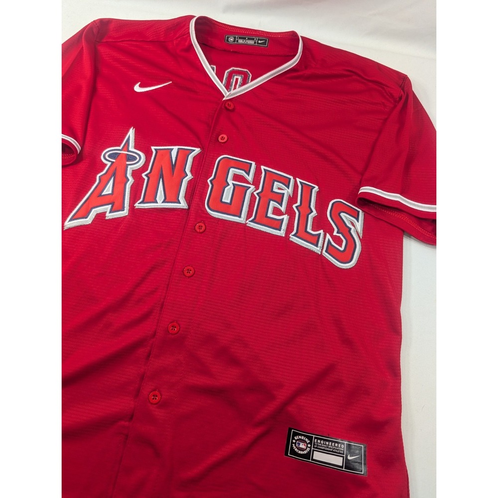 Nike Engineered Heavy Embroidery Angels Jersey Mike Trout Number  27 Red Large